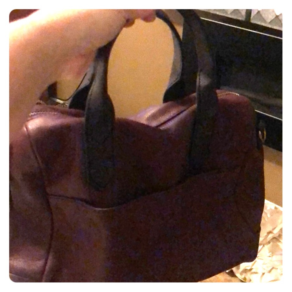 Handbag fossil brown and burgundy